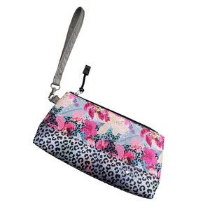 Glove It Orchid Cheetah Wristlet OS Pink Gray Floral Animal Print Pouch Chic NEW